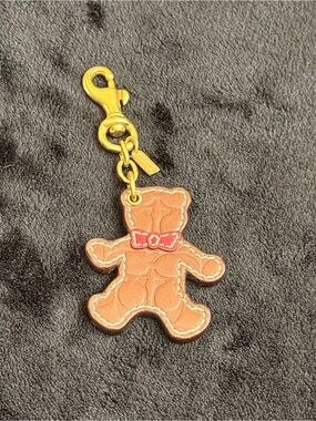 Coach Vintage Leather Teddy Bear Keychain Dog Leash Clasp Bag Charm
